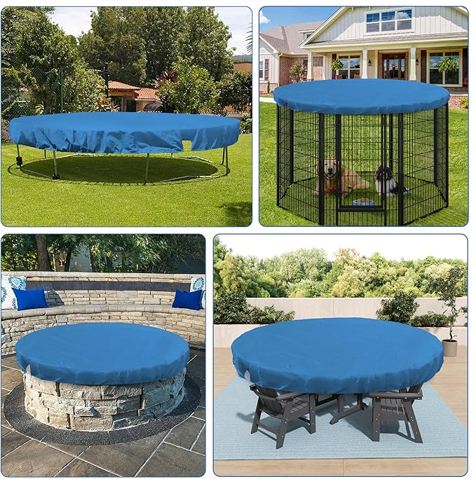 ECOOPTS Round Pool Cover for Above Ground Pools, Swimming Pool Cover Protector Winter Safety Cover (10 ft, Blue)