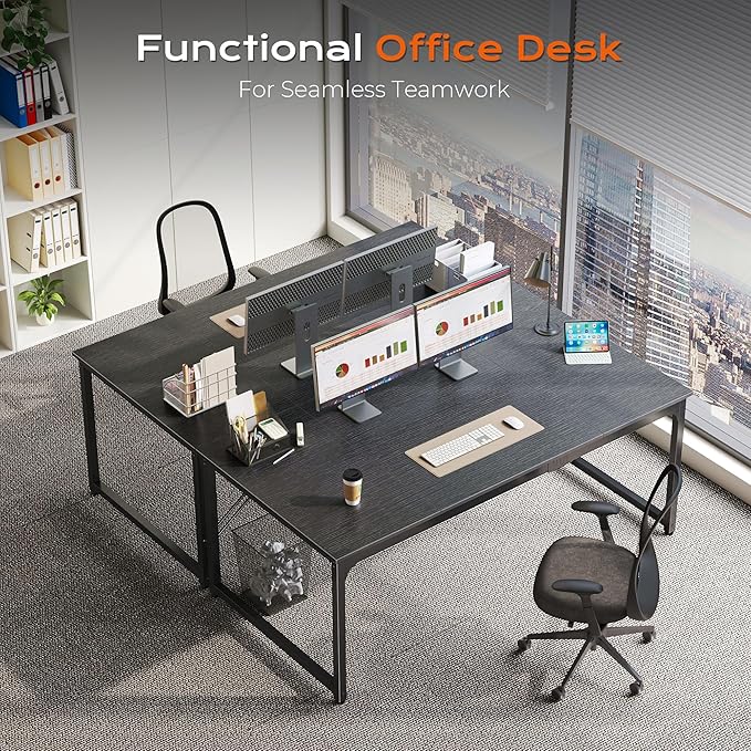 PRAISUN 63 X 29.5 Inch Computer Desk with Deeper Desktop, Gaming Office Writing Work Desk for Home Office, Study, Bedroom, Work from Home, Metal Frame, Black