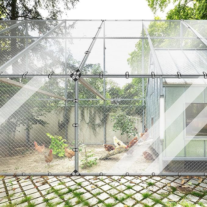 4’ x 6’ Clear Tarp, Clear Vinyl Tarp with Grommets, Heavy Duty Waterproof Transparent Plastic Tarpaulin Cover for Patio, Porch, Window, Outdoor Curtain, Chicken Coop, and Greenhouse