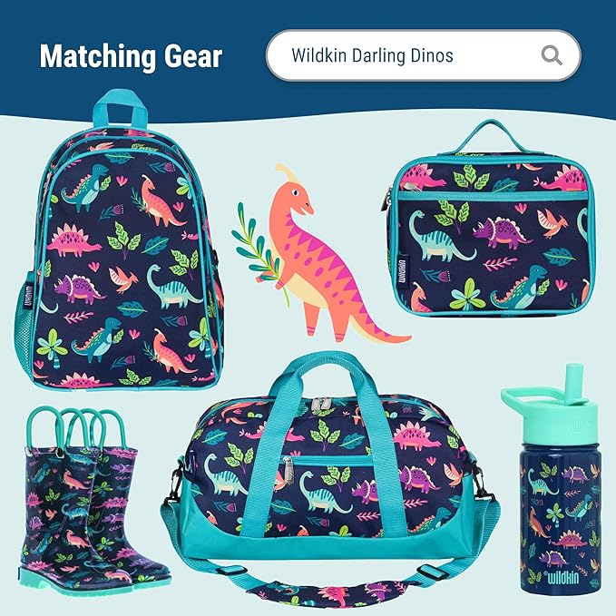 Wildkin Kids Microfiber Nap Mat – Soft Sleep Mat with Pillow, Ideal for School & Travel - Darling Dinosaurs