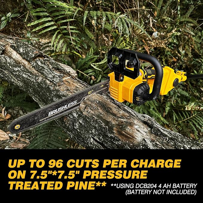 2-in-1 Electric 10-Inch Pole Saw and Chainsaw, Battery Powered Chainsaw Pole Chain Saw, Brushless Motor, 14.5 FT Max Reach Extension Pole for Outdoors Pruning with 1×4.0ah Battery (Battery Included)