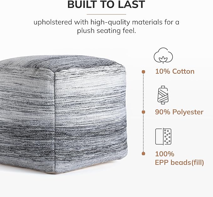 Anji Mountain 20"x20"x20" Handmade & Handcrafted Ottoman Pouf Comfortable Pouf Ottoman Foot Rest & Home Décor Accent for Living Room, Bedroom, Nursery, Kids Room, Patio