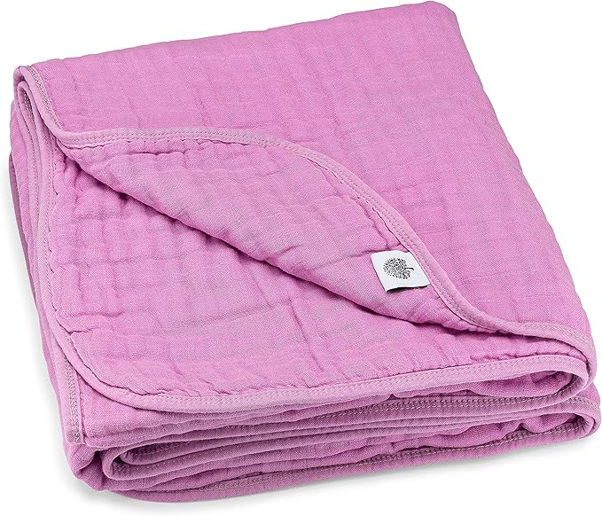 Parker Baby Muslin Blanket | 100% Soft Cotton Toddler Quilt & Baby Muslin Swaddle | Gender Neutral Design 47" x 47" Blanket